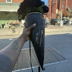 Berchell Afrooklyn Vegan Leather Bouquet Bag Black Flower Arrangement with Interchangeable Flower Bed and Detachable Straps