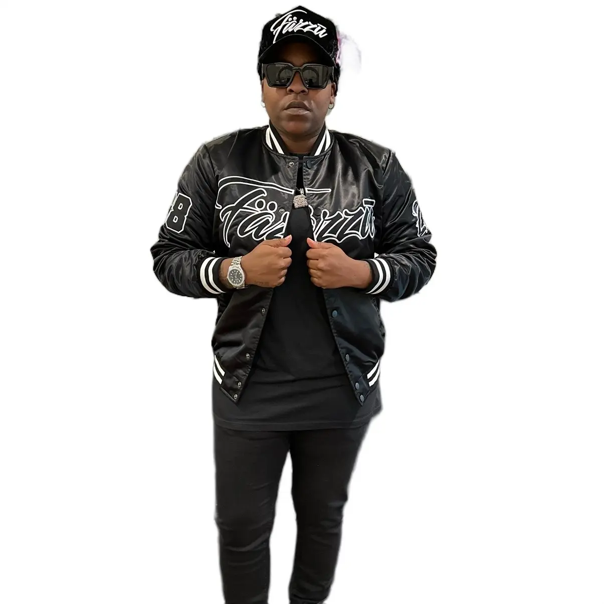 Black Satin Baseball Jacket Menswear