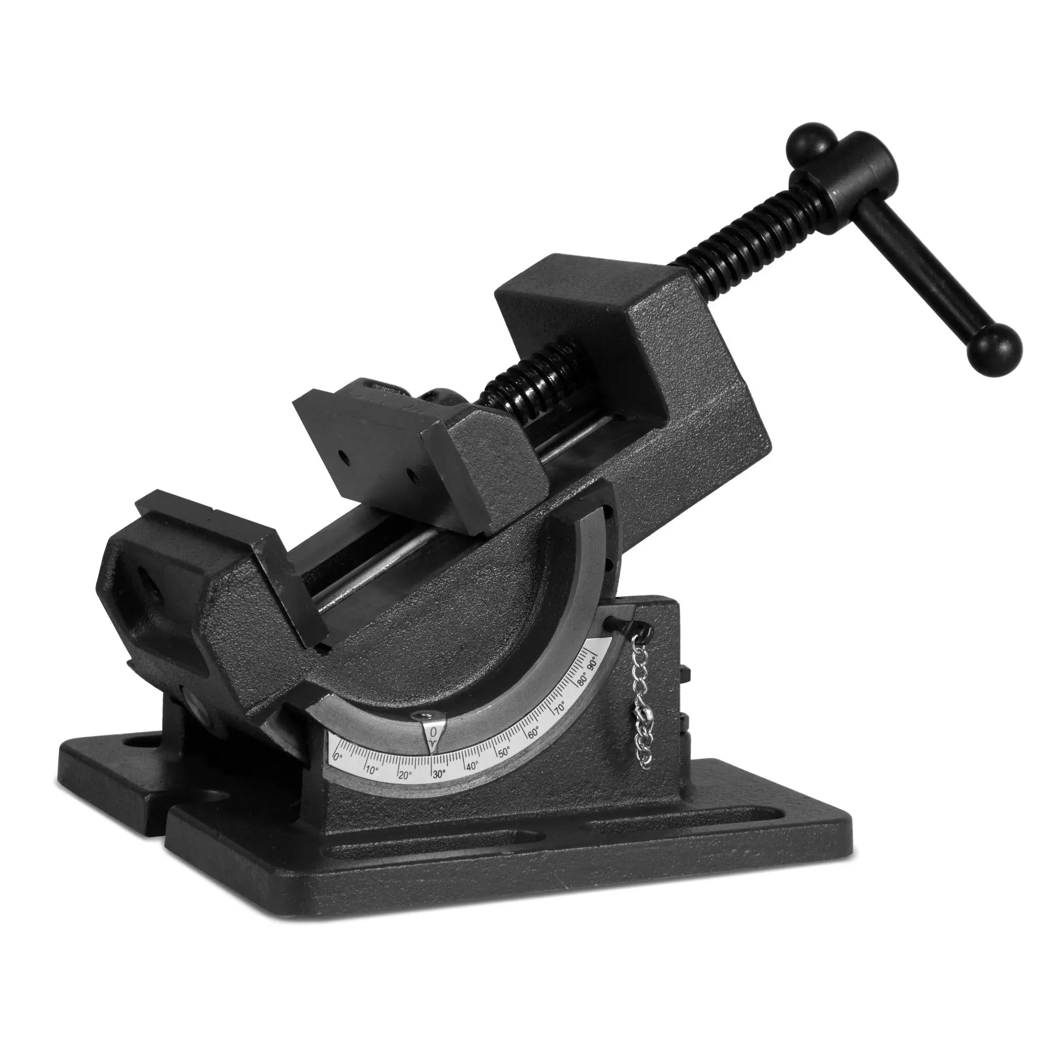 WEN TV433 Heavy Duty 3.25 in. Cast Iron Industrial Benchtop & Drill Press Tilting Angle Vise with Incremental Drilling, Locking Cradle, Removable Handles