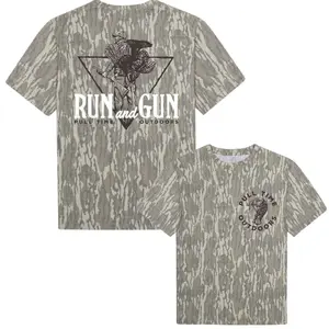 Pull Time Shirt | Run And Gun | Turkey Hunting Camo Shirt, Mossy Oak ORIGINAL BOTTOMLAND, Gift for Dad, Gift For him, 3D Camo Hunting T Shirt