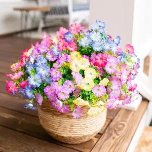Outdoor Artificial Flowers Realistic Plant Decorations, 8 Bouquets Colorful Trumpet Vines with Eucalyptus, UV Resistant Fake Flowers, Artificial Flowers For Outside