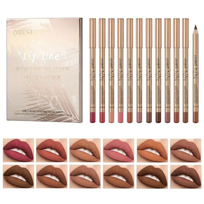 12PCS Matte Lip Liners Multi-Pack - Long-Lasting, Smudge-Proof, Easy-Coloring Lip Makeup Pencils with Non-Harmful Additives, Color Correction for Adults (Beauty & Personal Care Essential)