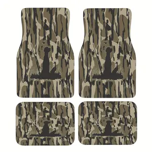 4-piece Car Floor Mat Set Camouflage Retro Waterfowl Pattern Duck Hunting Hound Theme Suitable For Most Car Models Provides A Clean Base For Commuting From Workdays To Weekend Outings Car Cleaning Solutions In-car Storage And Organization
