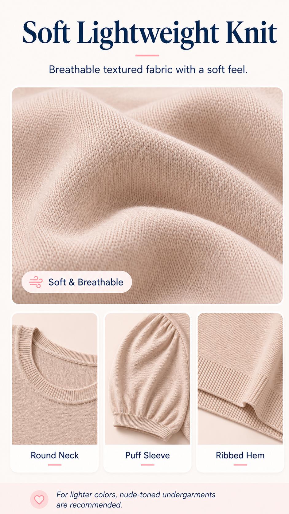 OFEEFAN Women's Puff Short Sleeve 2025 Spring Summer Sweater - Lightweight Knit Top - Business Casual Blouse, Soft & Breathable for Layering