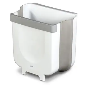 Collapsible 2 Gallon Waste Bin with Expandable Design Compact Travel Trash Can for Indoor Outdoor Use Space-Saving Foldable White Durable Plastic