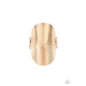 Urban Labyrinth Gold Ring with Metallic Finish and Simple Design