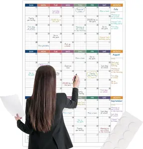 Lemome Large Dry Erase Calendar for Wall Undated 3 Month 28"x40" Yearly Erasable Reusable with 8 Round Stickers for Home Office School
