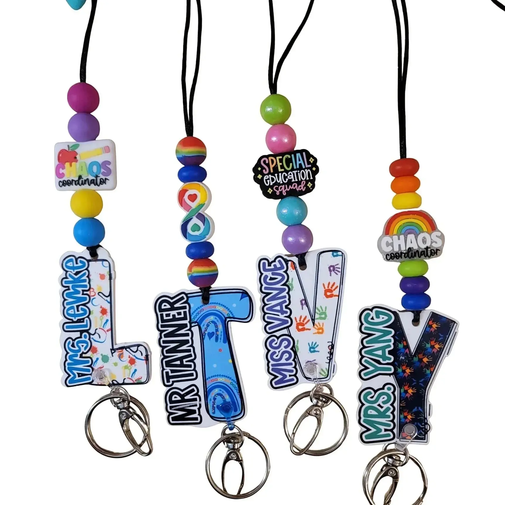 Custom Special Education Teacher Lanyard - Signature Series Personalized Acrylic ID Holder with SPED Squad, A. Neuro Rainbow Designs, Caring Hands | Women's Office Identification Badge Accessory for Teacher Appreciation Week, Emotions-Focused Gift
