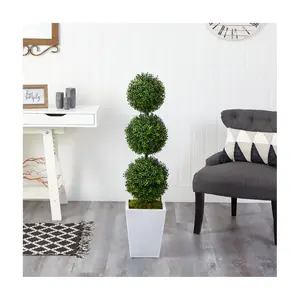 Nearly Natural 46" Boxwood Triple Ball Topiary
