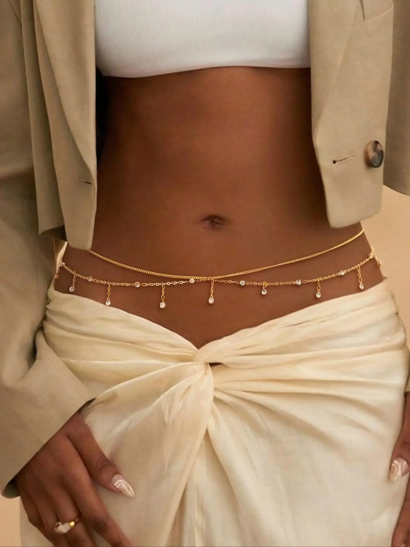 Gold Multi-Layer Chain Waist Belt Adjustable Aura Sun Multi-Layered Waist Chain Gold | Selfie Leslie main image 2