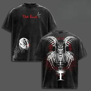 ''The End'' Eren Yeager T-Shirt Attack on Titan Anime Graphic Tee Final Season Oversized Acid Washed Cotton Shirt Anime Streetwear Casual Menswear Anime Merch Gift for Anime Fans AOT Lover Attack on Titan anime merchandise
