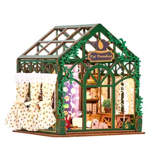 ETKVR KT10 Pet Paradise Book Nook Kit, DIY 3D Wooden Puzzle Booknook Bookend Miniature Bookshelf Decoration