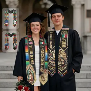 Custom Mexico USA Graduation Stole Class of 2026 Personalized Name School Virgin Mary Cultural Graduation Sash