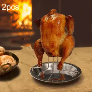 Outdoor Camp Thickening Barbecue Grill Roasting Chicken Rack Stainless Steel 430 Tray Oil Catching Sump 17.5x17.5cm for 3-5 People