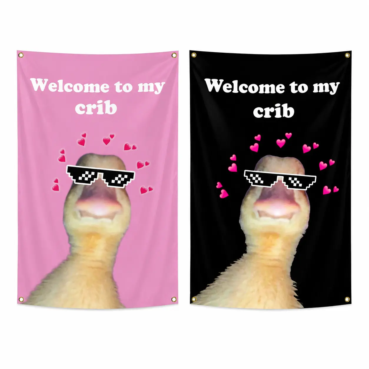 2x3 Ft "Welcome to My Crib" Funny Wall Banner, Durable Home Decor Flag with Brass Grommets for College Dorm, Party Use, Room Decor