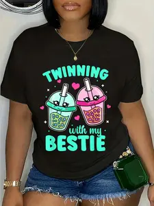 100% Cotton Twinning With My Bestie Twins Day Friends Matching T-Shirt