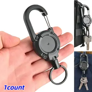 Automatic Retractable Pull Hook Climbing Buckle, Carabiner Hooks for Leash, Anti-Theft Metal Elastic Keychain, Portable Key Holder for Outdoor Sports Fitness Accessories