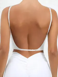 Women's Backless Unlined Breathable Bra Set, Multiple Styles, Small Bust Enhancing U-Shaped X-Back Design, Removable Straps, Seamless Comfort, Underwear