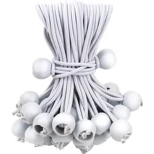 50PCS White Bungee Cords, 6 Inch Heavy Duty Outdoor Bungee Cord with Balls, Tarp Tie Down Bungee Balls for Shelter, Camping, Cargo, Tent Poles UV Resistant