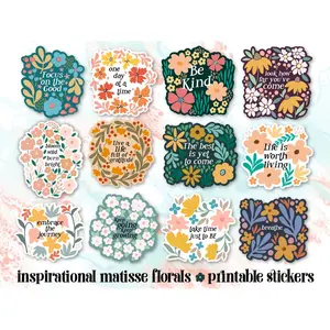 Floral printable stickers , inspirational sticker , print and cut sticker, cricut stickers, packaging sticker , planner sticker