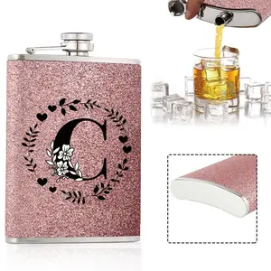 Glitter Flask with Lid & Funnel, 1 Count Portable Stainless Steel Wine Pot, Whiskey Hip Flask for Liquor, Creative Drink Ware for Outdoors Travel Picnic Camping