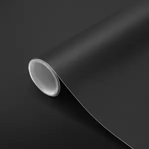 Matte Black Contact Paper 16"x78.7" Black Peel and Stick Wallpaper Thick Black Wallpaper Waterproof Decorative Self Adhesive Vinyl Film Wrap Contact Paper Cabinets Countertops Walls Table