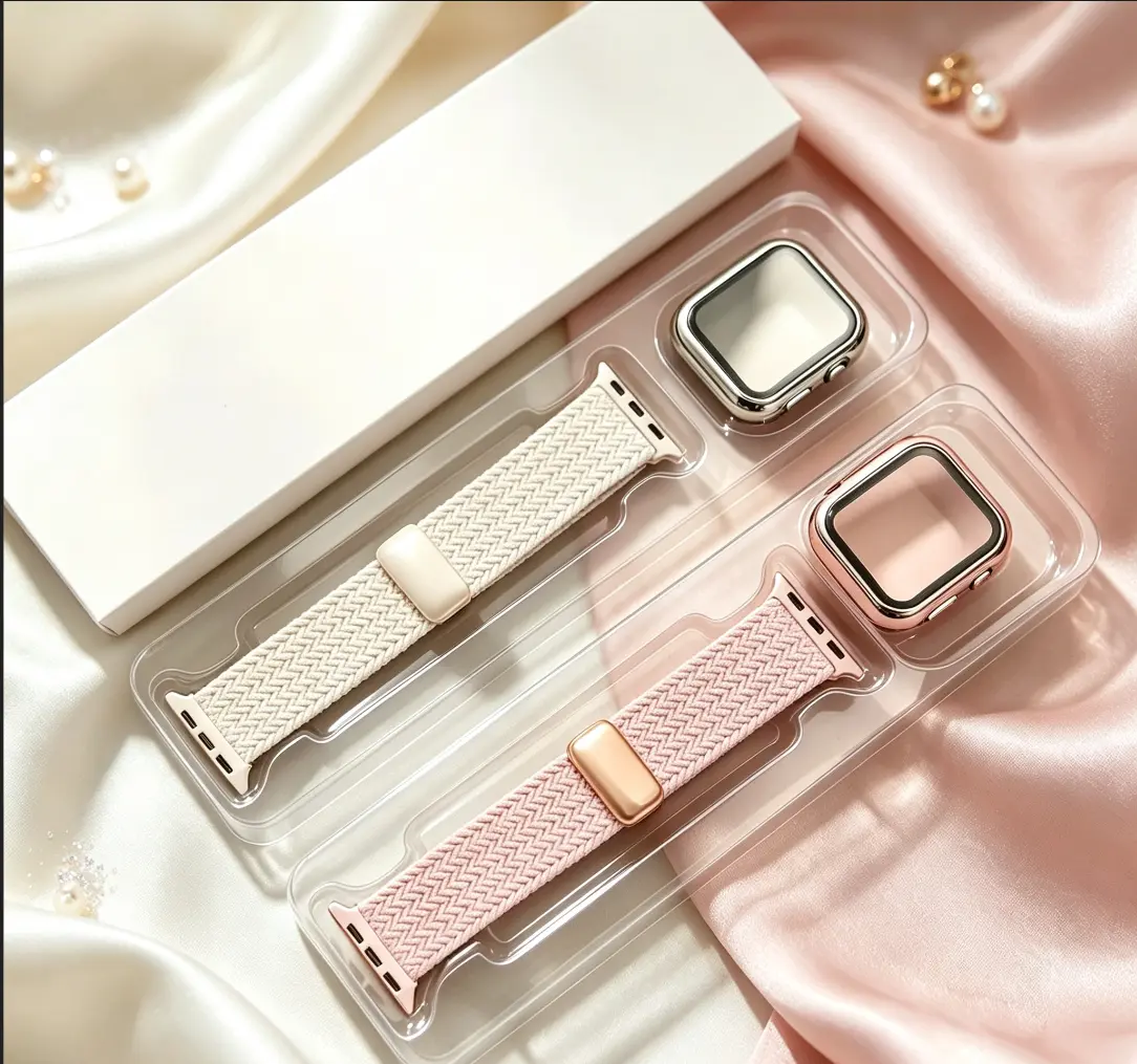 2Pair 2026 Magnetic  Loop Band Case with Screen Protector Compatible with Apple  Series 11 10 42mm 9 8 7 6 5 4 40mm 41mm for Women Men, Stretchy Nylon Elastic Sport Strap for iWatch SE 1/2/3, Starlight clasp atch