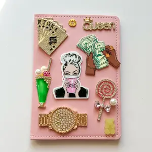 Pink Charmy Bedazzled Hand-Designed passport cover| LuxPoshDesigns by Lumi Haven