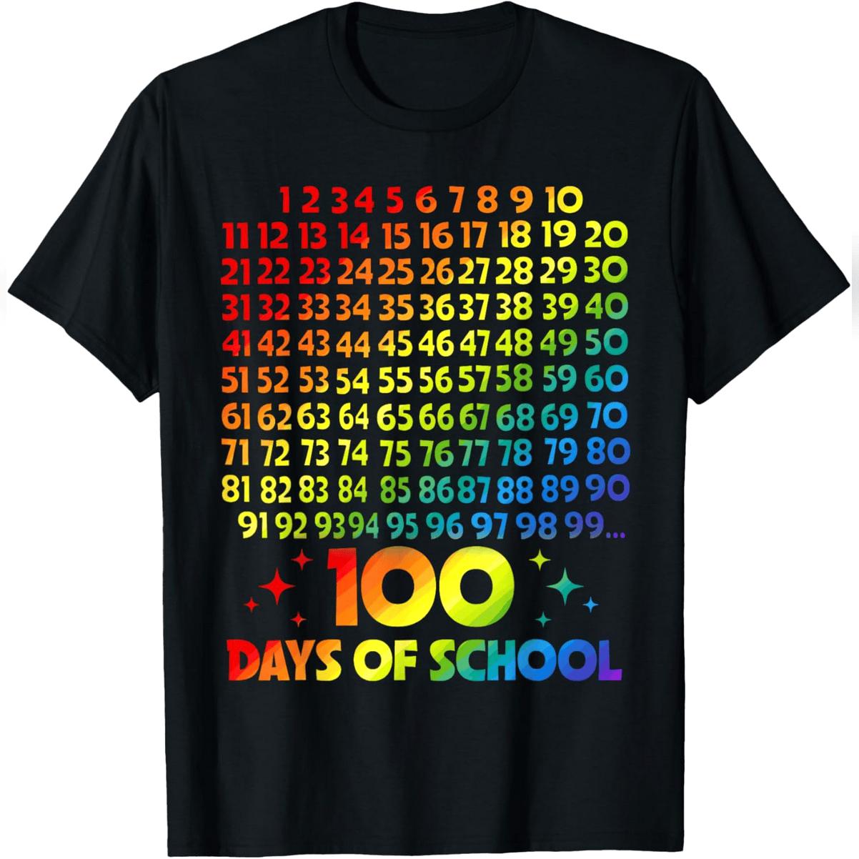 100 Days Of School Shirts Teacher Math Number 100th Day T-Shirt Comfy Everyday T-Shirt