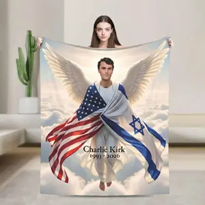 Charlie Kirk Angelic Advocate Blanket  Super Warm Funny Plush Throw Blanket For Boy Girl Living Room Flannel Bedspread Bed Cover, Valentine's Day Gift, Gift for Him & Her