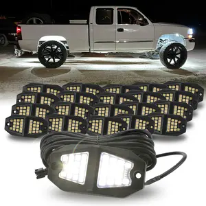 Winunite 30 High Power Chips Rock Lights,6500K Pure White,IP67 Waterproof,4M Extension Wires,Plug and Play,High Adhesive Stickers,For ATV UTV SUV Truck RZR Boat Trailer Cars Holiday Haul Underglow Car