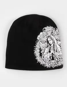 LA FAMILIA  Mens Mary Beanie, Black