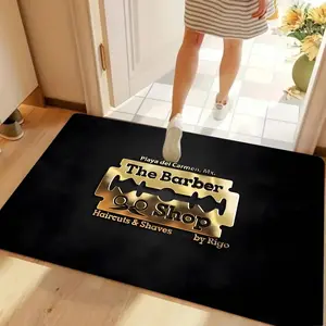 Barber Shop Welcome Mat Barber Shop Sign Floor Mat Graphic Printed Doormats for Bathroom Kitchen Entrance Carpet Home Decor Home Decorative Rugs
