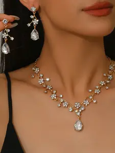 Fashion Evening Ball Necklace Earrings Jewelry Set, Glamour Set, Bride Wedding Dress Accessories, Elegant Party Wear, Perfect Gift for Bridesmaids