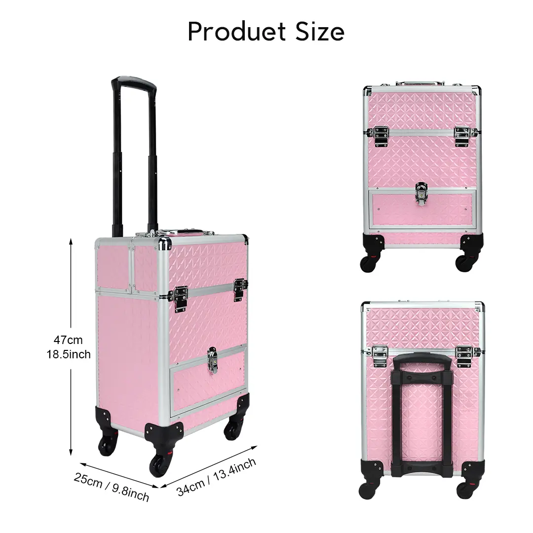 KEEYOTEK Large Makeup Trolley Case - Vanity Makeup Organizer for Home Storage & Organization