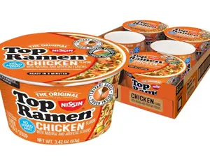 Nissin Top Ramen Bowl Ramen Noodle Soup, Chicken, 3.42 Ounce (Pack of 6)