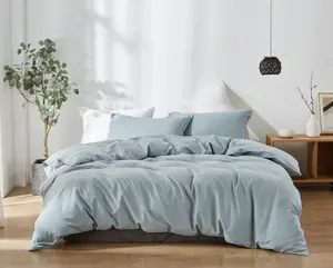 Simple&Opulence Linen Cotton Blend Duvet Cover Set, 55% Linen 45% Cotton, Solid Color Basic Bedding, Summervibes