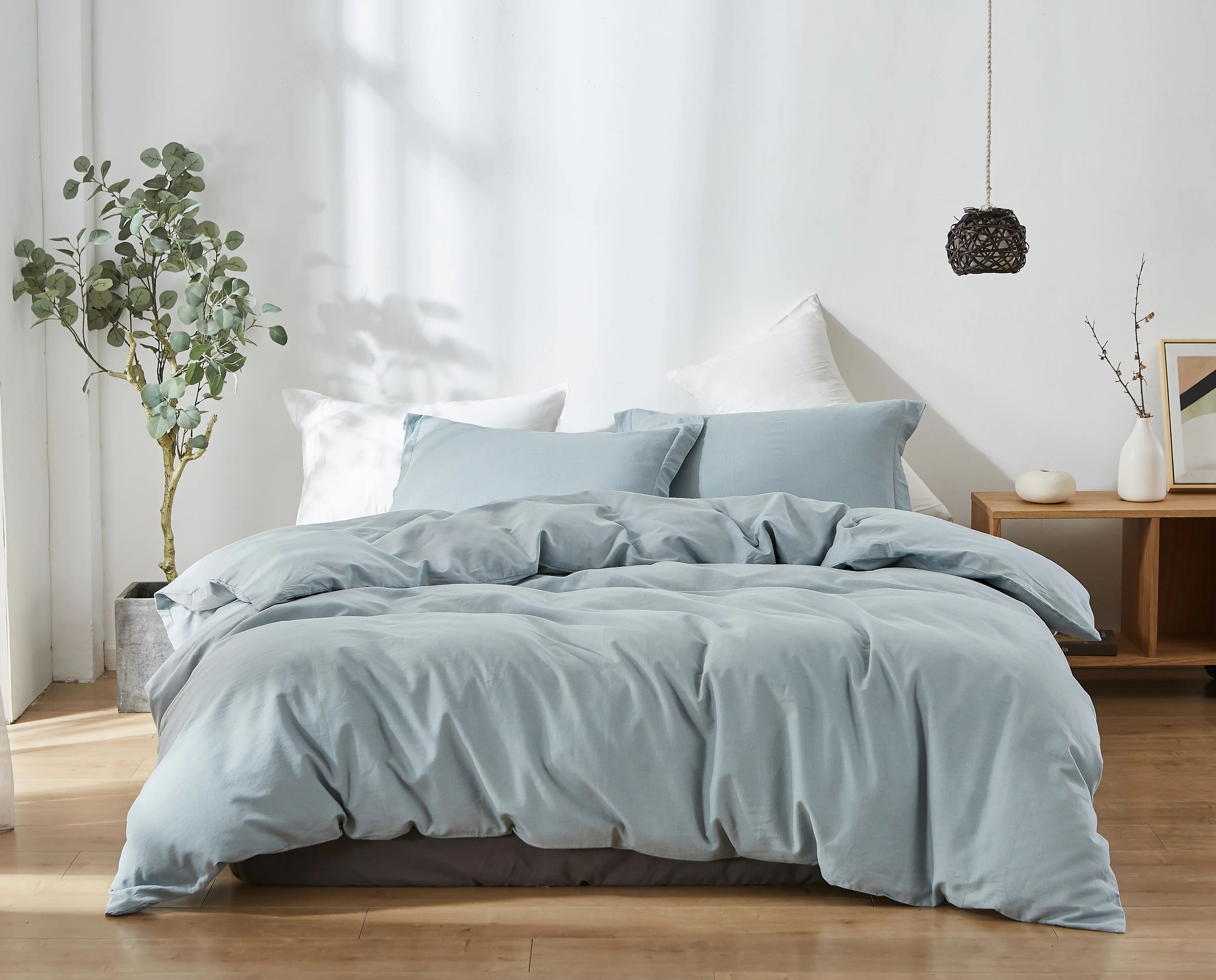 Simple&Opulence Linen Cotton Blend Duvet Cover Set, 55% Linen 45% Cotton, Solid Color Basic Bedding, memorial day, tiktokshopsummersale