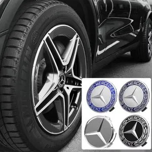75mm 4pcs/set Car Wheel Center Cap Hub Badge Covers for Mercedes Benz A B C E M R G S Class Exclusive AMG W108 W124 Accessories