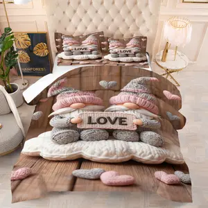 Goblin dwarf cute cartoon pattern blanket with cotton, including 1 blanket and 1 or 2 pillowcases without core, suitable for children and holiday gifts