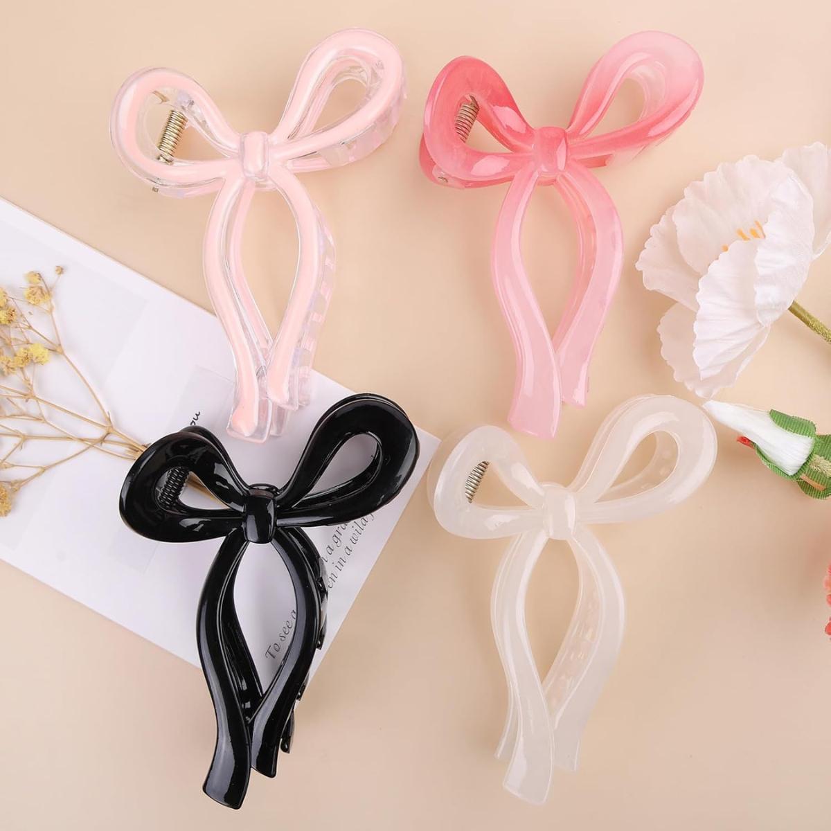 4PCS Bow Hair Clips Butterfly Hair Claw Non Slip Elegant Hair Accessories Women