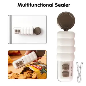 Rechargeable 2 in 1 Mini Bag Sealer, USB C Portable Heat Seal Machine, Resealer for Plastic Bags to Keep Food Fresh, Ideal for Household and Snack Storage