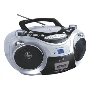 Supersonic SC-739BT CD MP3 Bluetooth AM FM Boombox Silver Supersonic SC-739BT CD MP3 Bluetooth AM FM Boombox Silver