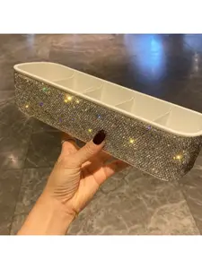 New Luxury Rhinestone Multi-Compartment Storage Box, High Aesthetic Makeup Organizer, Elegant Dressing Table Cosmetic Holder