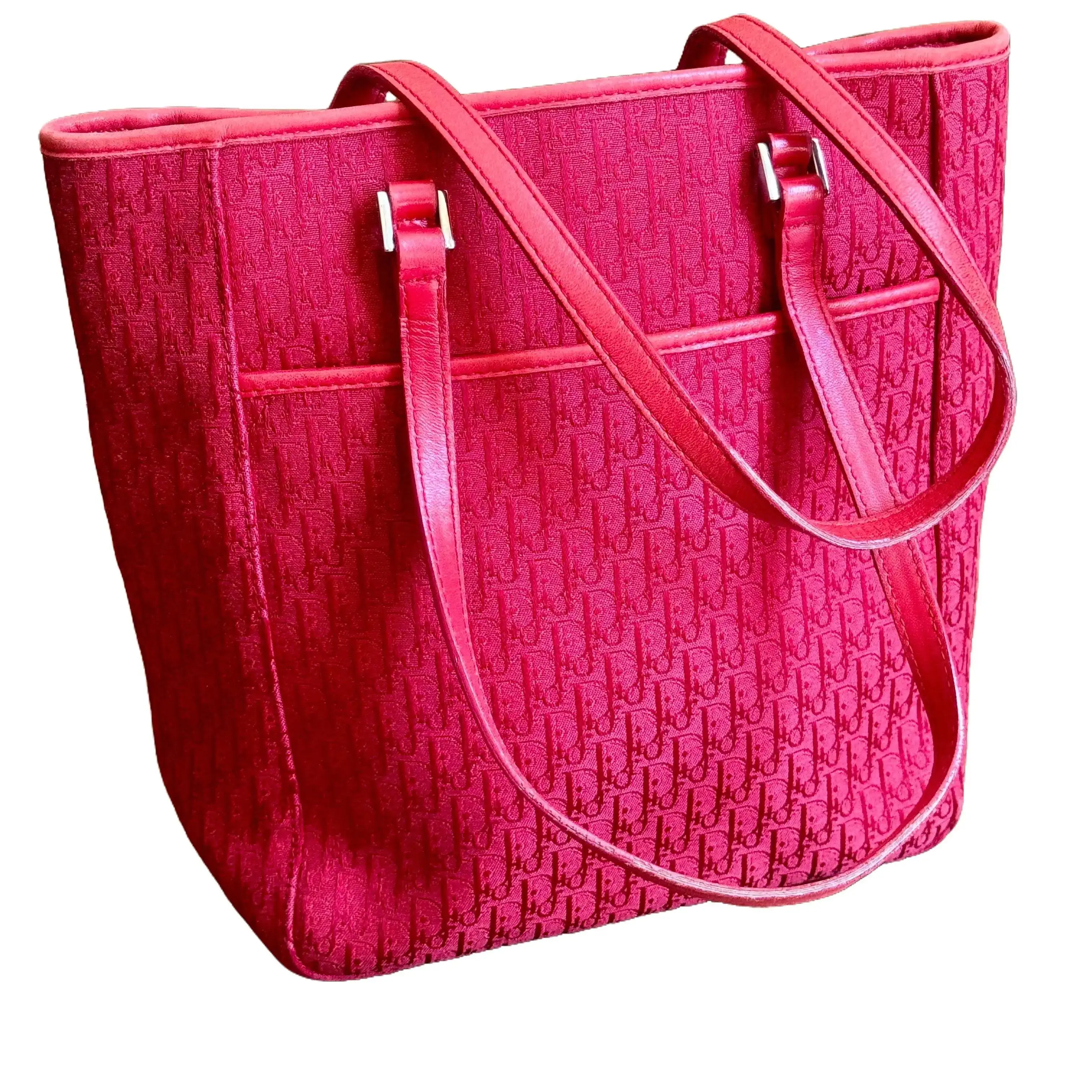 Pre-owned Cotton Tote Bags DIOR Red Trottor Canvas Mini Tote Bag Trendy & Stylish