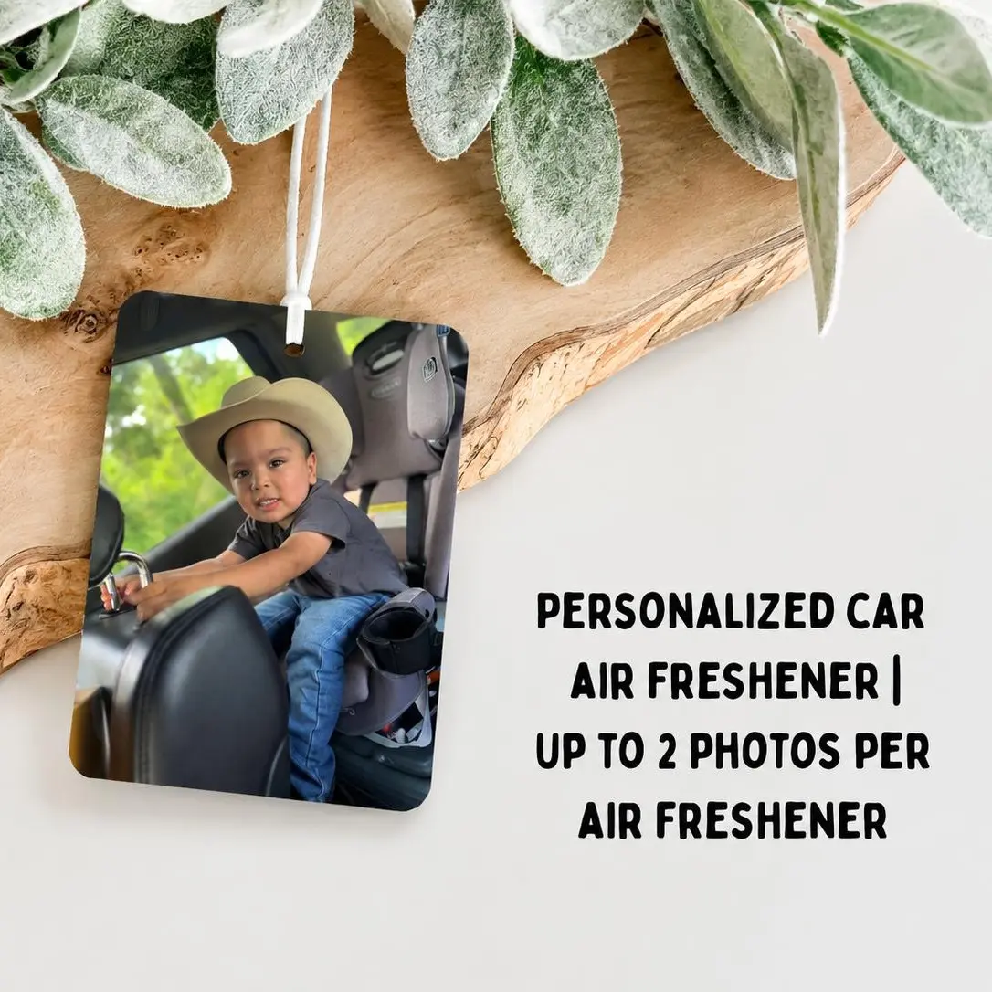 Personalized Car Air Freshener - Add Your Own Scent with Spray or Oils | Up to 2 Photos per Air Freshener Car Fragrance Car Odor Remover Car Fragrance System Car Odor Eliminator