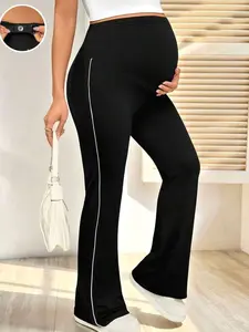 Maternity Flare Pants - Adjustable Waist Casual Daily Wear for Pregnant Women