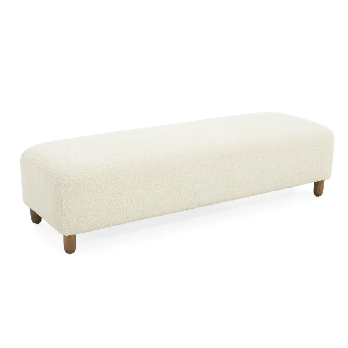 60.25" Large Size Rectangular Contemporary Storage Ottoman Bench - White Soft Polyester Upholstery, Solid Pine Frame, 250LBS Capacity, Footrest for Living Room, Easy Setup Indoor Furniture Stool