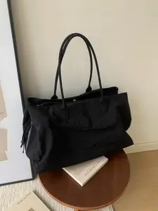 Minimalist Large Capacity Tote Bag, Multi-Layer Nylon Waterproof Computer Bag, Fitness Bag, Handheld Shoulder Commute Bag