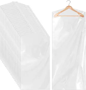20 PCS 60 Inch Plastic Garment Bag, Dry Cleaner Bags Laundry Bags, Clear Hanging Clothing Covers for Long Dresses Skirt Coat Suit Shirt Jacket Ohuimrt